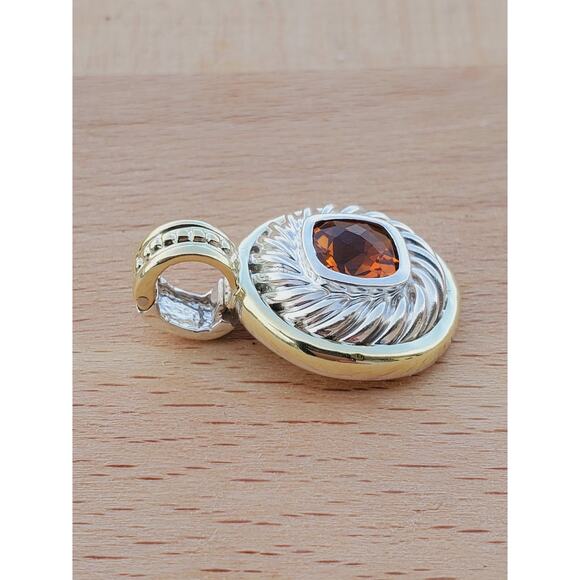 David Yurman Sterling Silver 14K Yellow Gold Citrine Cookie Pendant - Picture 5 of 7